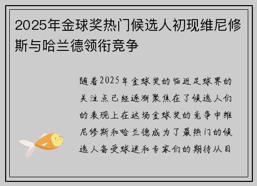 2025年金球奖热门候选人初现维尼修斯与哈兰德领衔竞争